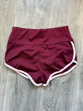Women's Maroon Athletic Shorts with White Trim